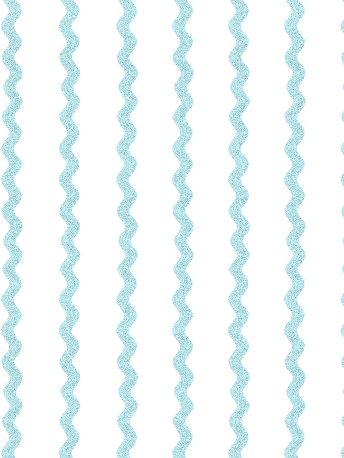'Ric-Rac Stripe on White' Wallpaper by Sarah Jessica Parker - Sky