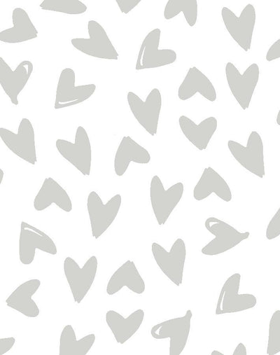 'Hearts' Wallpaper by Sugar Paper - Grey On White