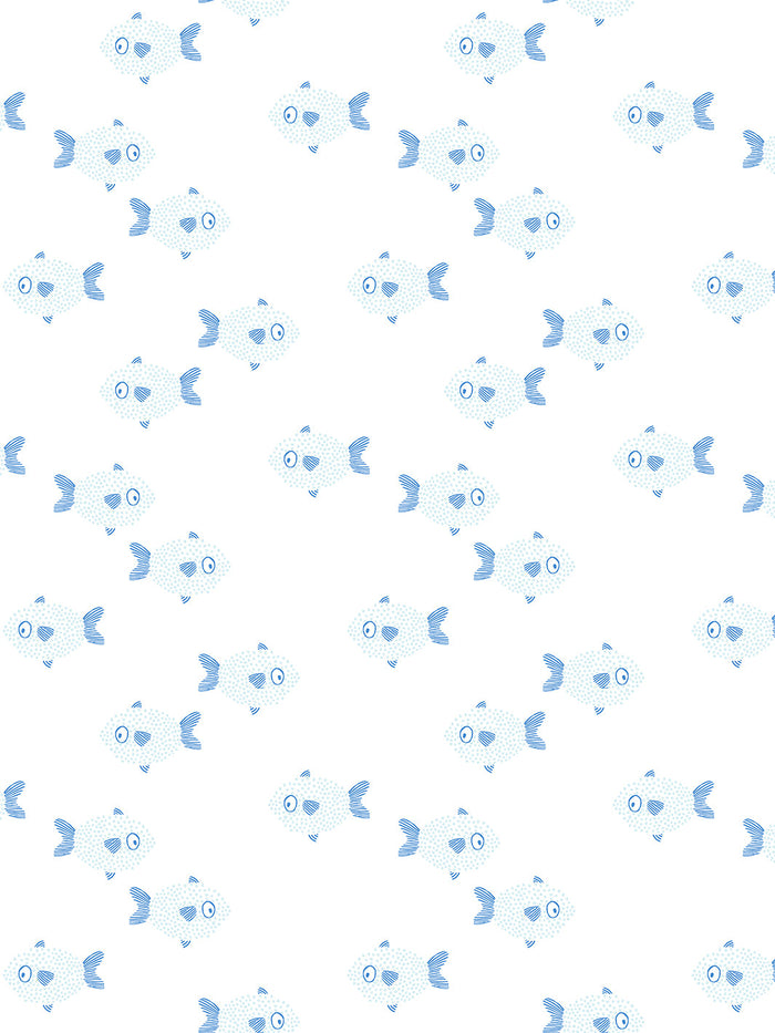 'School of Fish' Wallpaper by Tea Collection - Pale Blue