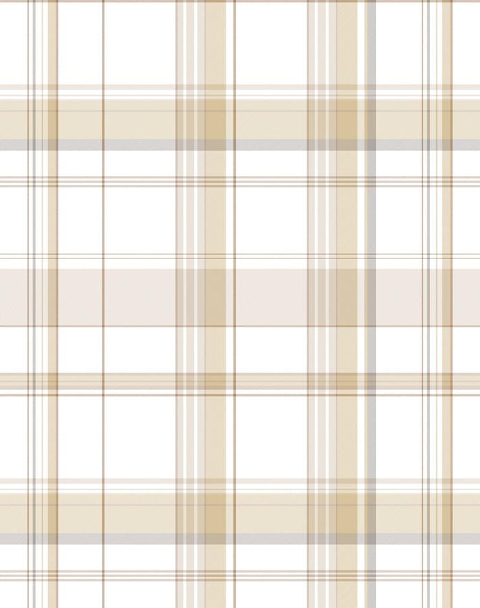 'Sofia Plaid' Wallpaper by Wallshoppe - Straw