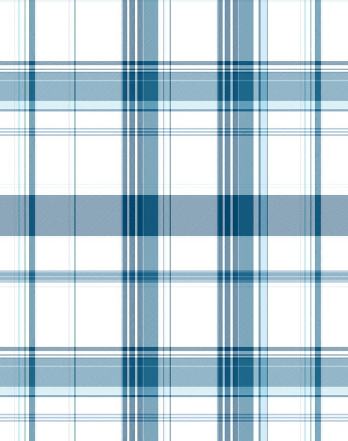 'Sofia Plaid' Wallpaper by Wallshoppe - Blue