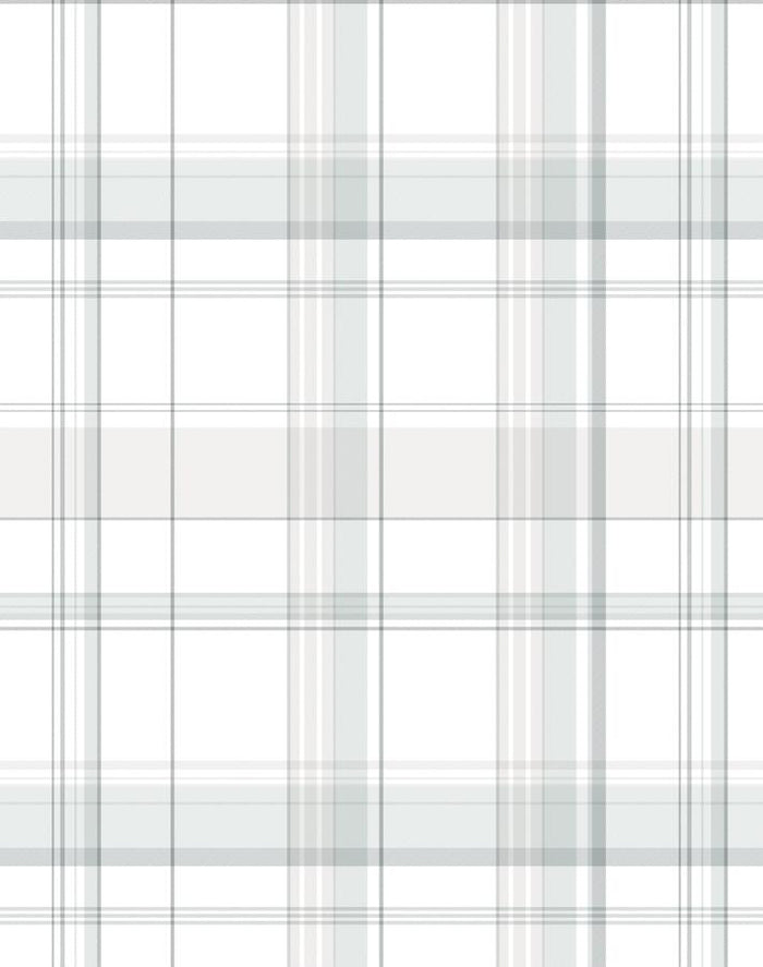 'Sofia Plaid' Wallpaper by Wallshoppe - Fog