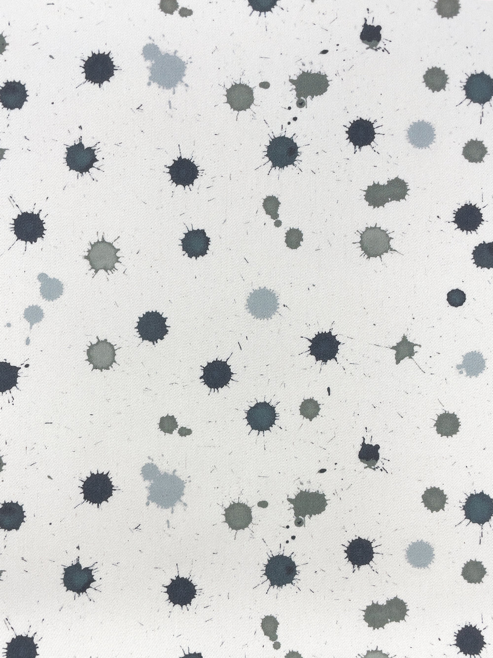 fabric by the yard splattered black neutral on organic twill