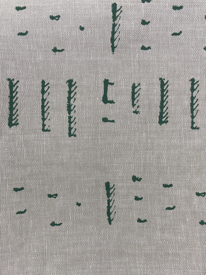 fabric by the yard stitch green on flax linen