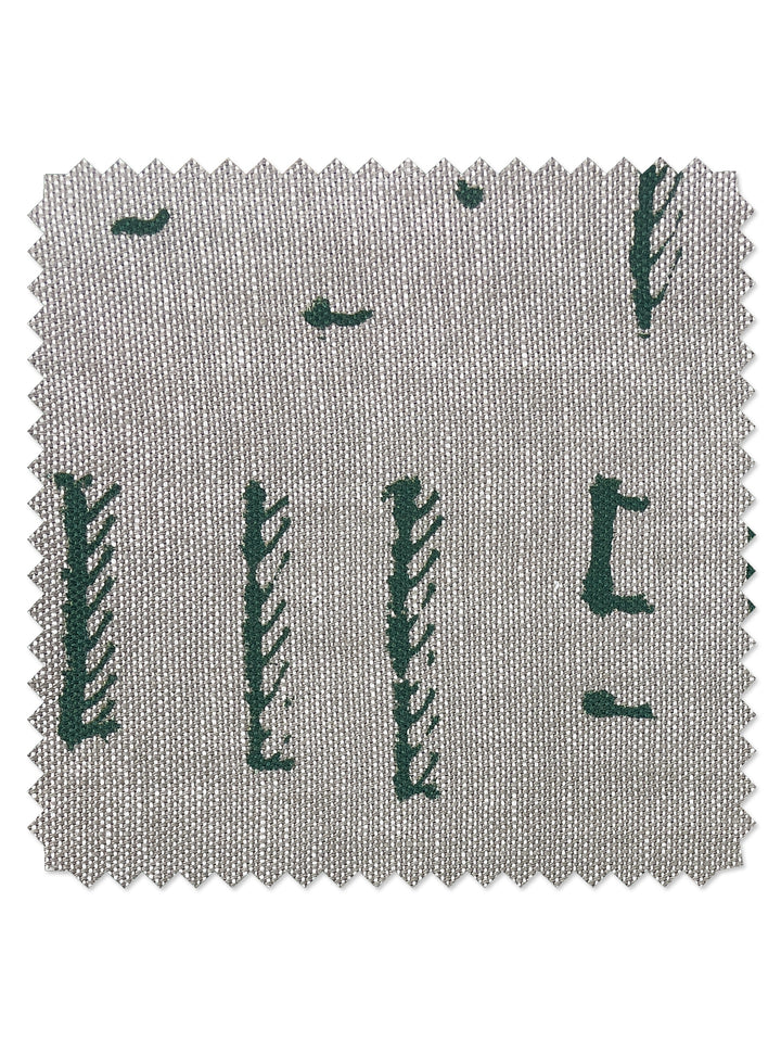 fabric by the yard stitch green on flax linen