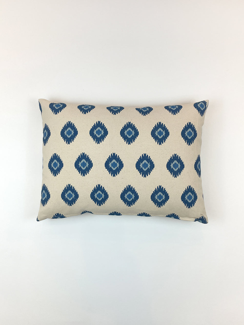 tangier medallion throw pillow blue on raw canvas