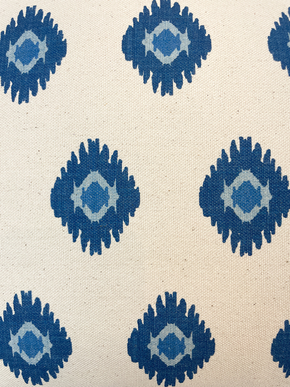 tangier medallion throw pillow blue on raw canvas