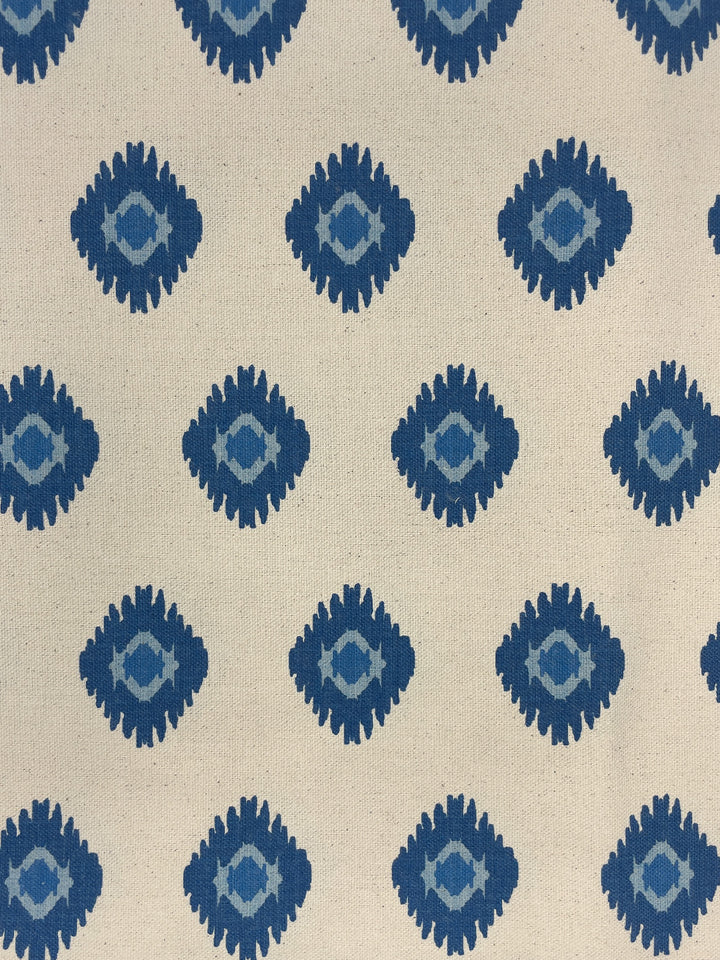 fabric by the yard tangier medallion blue on raw canvas