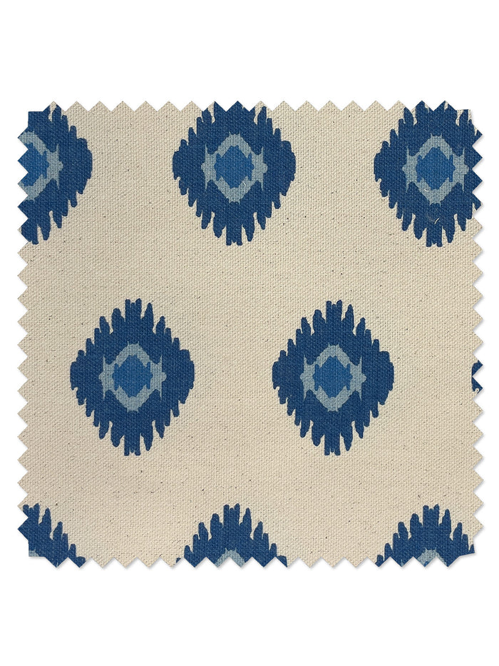 'Tangier Medallion' Raw Canvas Fabric by Wallshoppe - Blue on Raw Canvas