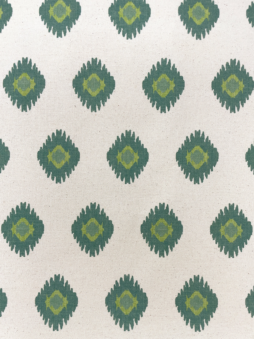fabric by the yard tangier medallion green on raw canvas