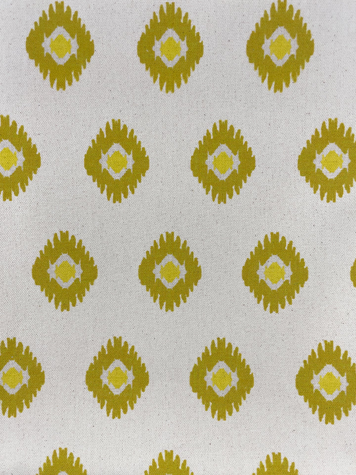 fabric by the yard tangier medallion yellow on raw canvas
