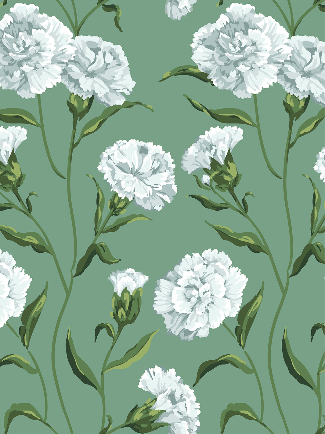 仙石原高原の夏 パステル画 Townhouse' Wallpaper by Sarah Jessica Parker - Silver on Sage