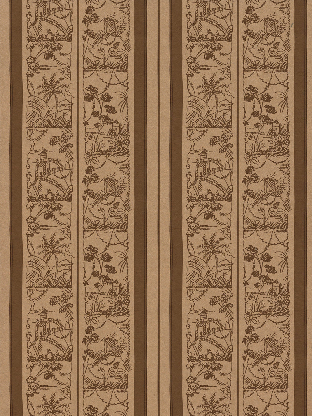 tropical toile stripe kraft wallpaper chris benz leather