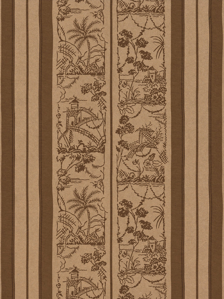 tropical toile stripe kraft wallpaper chris benz leather