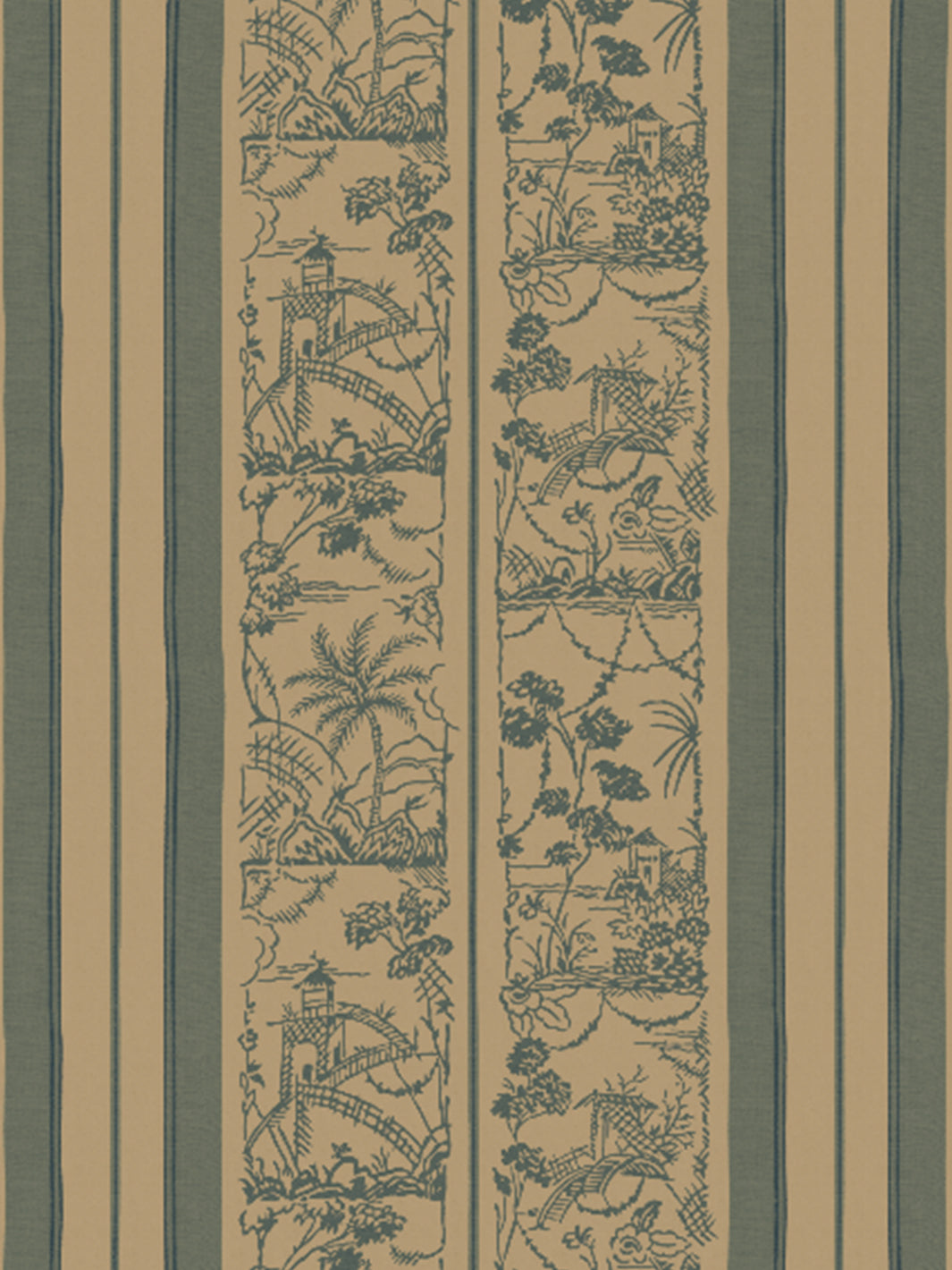 tropical toile stripe kraft wallpaper chris benz marina blue