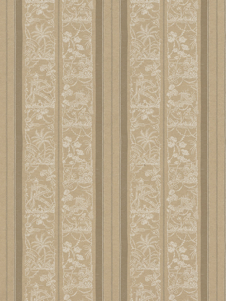 tropical toile stripe kraft wallpaper chris benz neutral