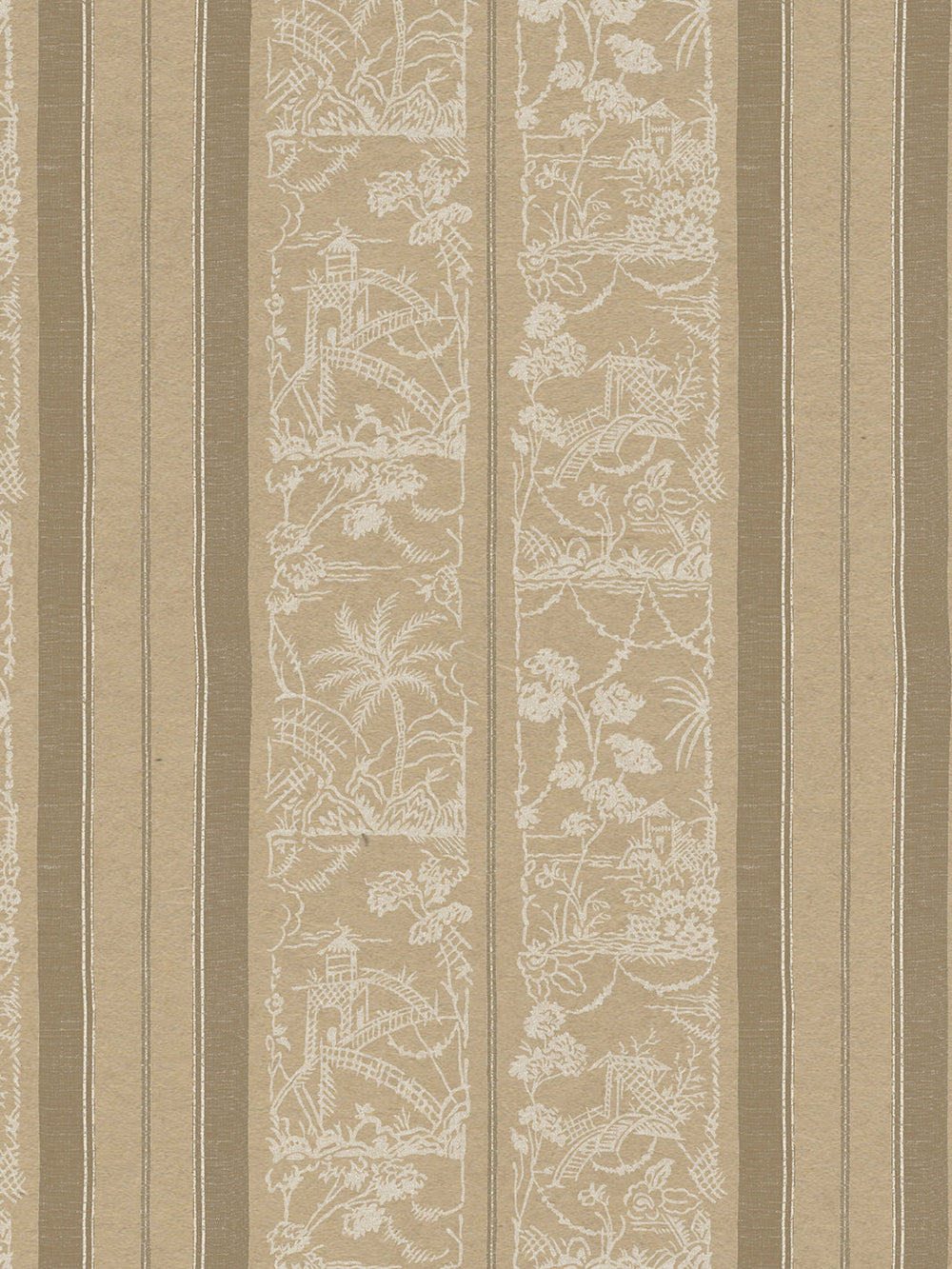 tropical toile stripe kraft wallpaper chris benz neutral