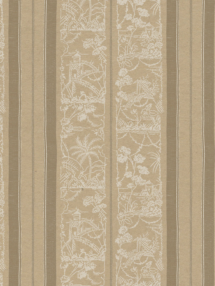 tropical toile stripe kraft wallpaper chris benz neutral
