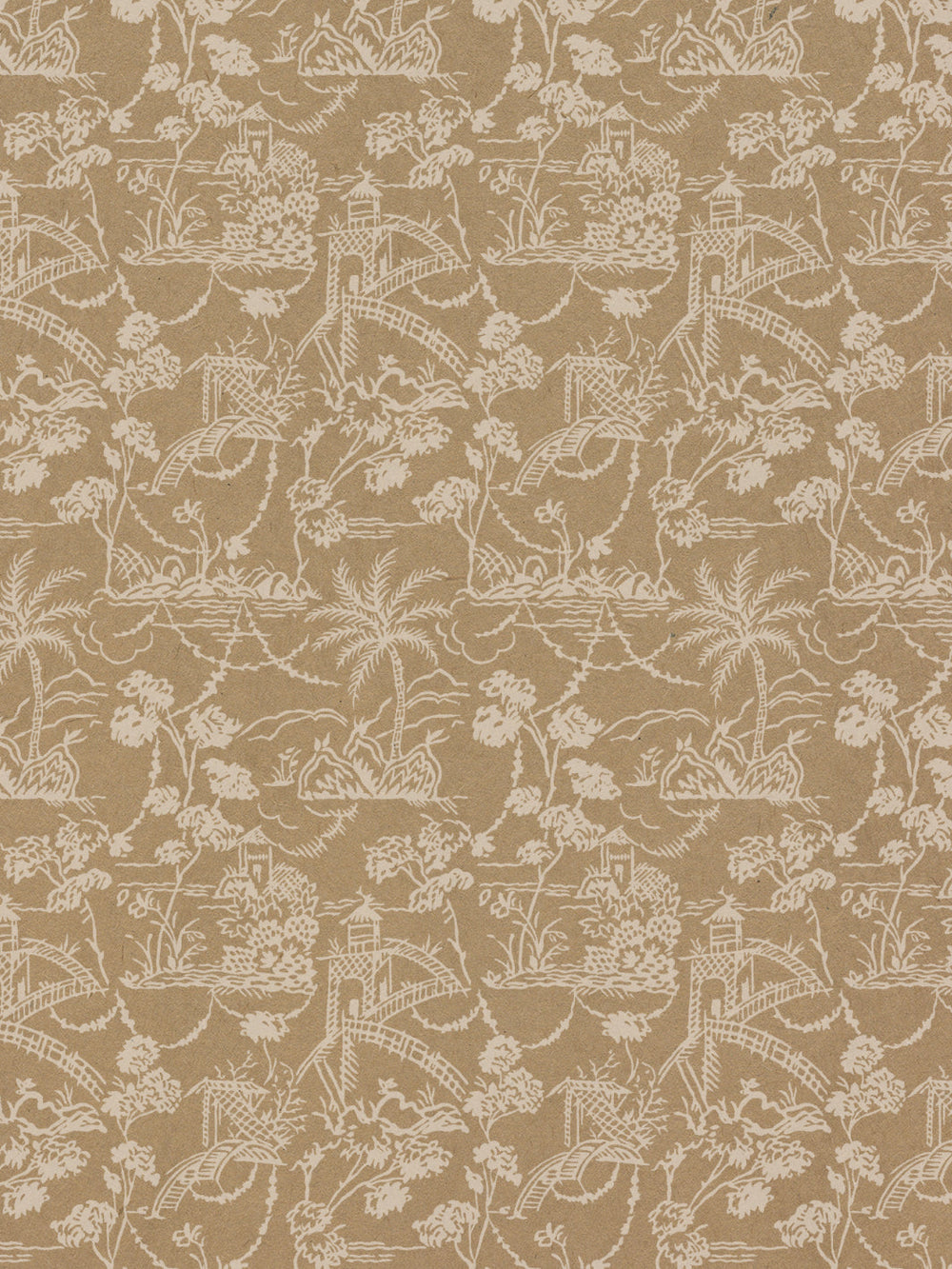 tropical toile kraft wallpaper chris benz white
