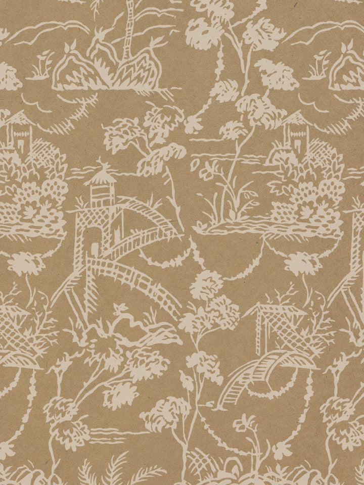 tropical toile kraft wallpaper chris benz white