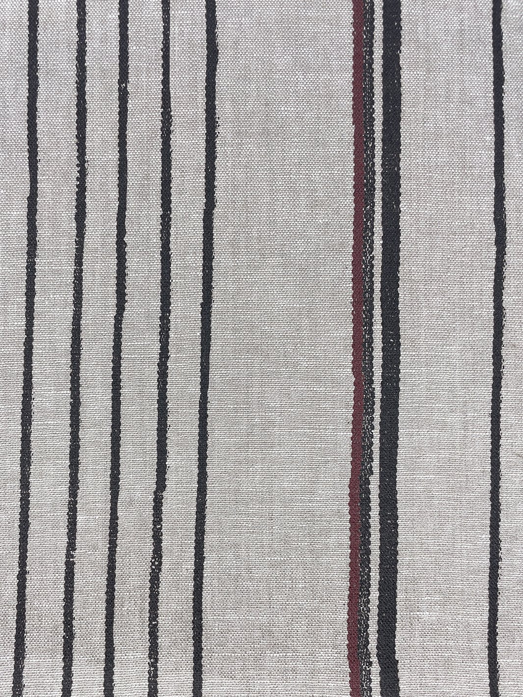 fabric by the yard two tone stripe black burgundy on linen