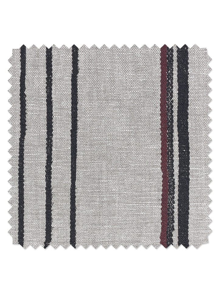fabric by the yard two tone stripe black burgundy on flax linen