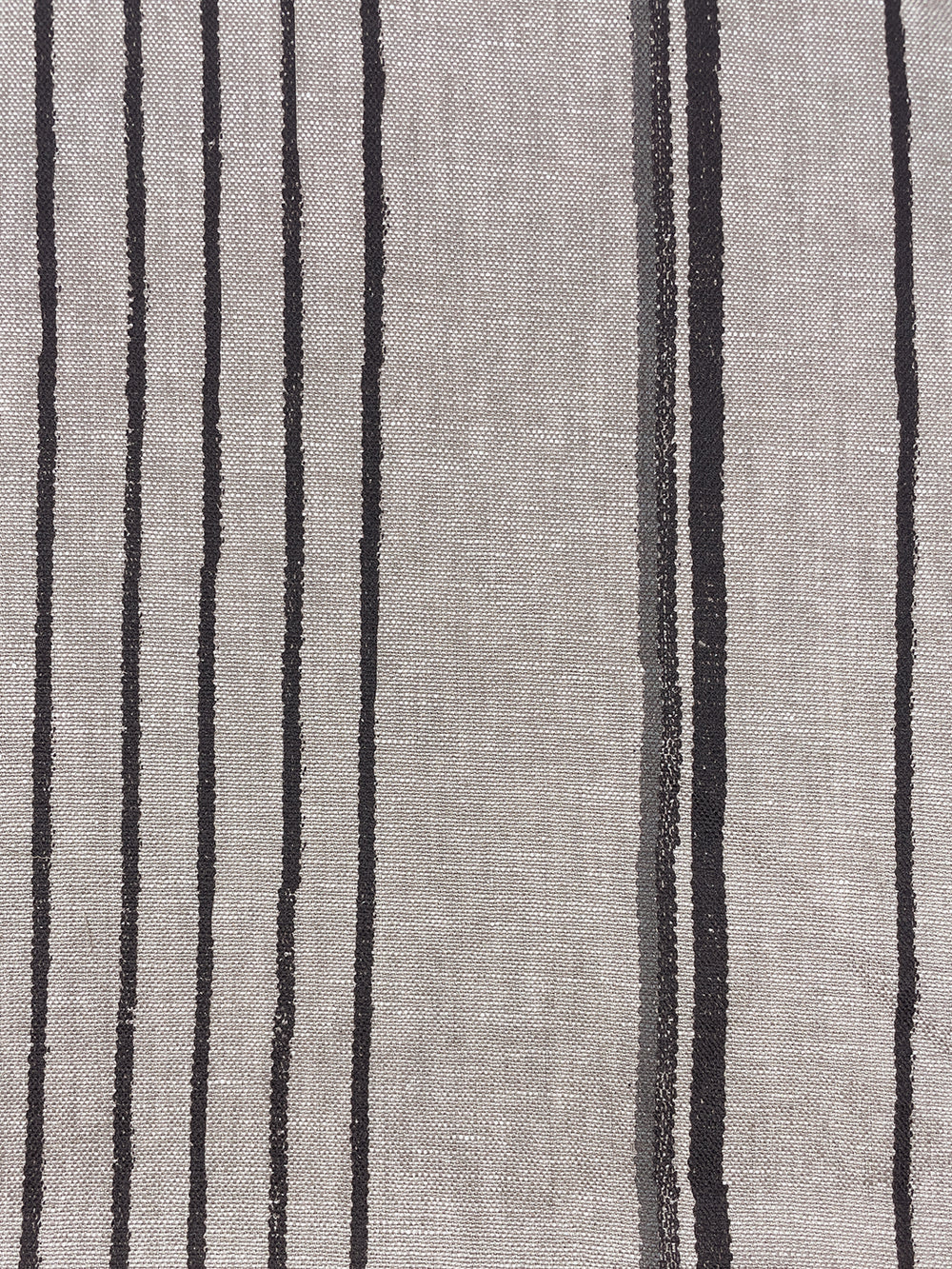 fabric by the yard two tone stripe black gray on flax linen