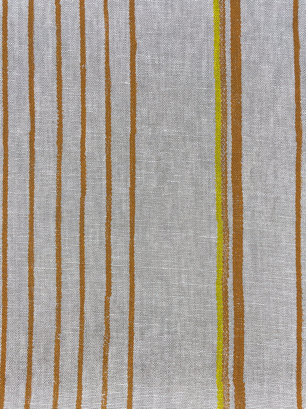 fabric by the yard two tone stripe terracotta daffodil on flax linen