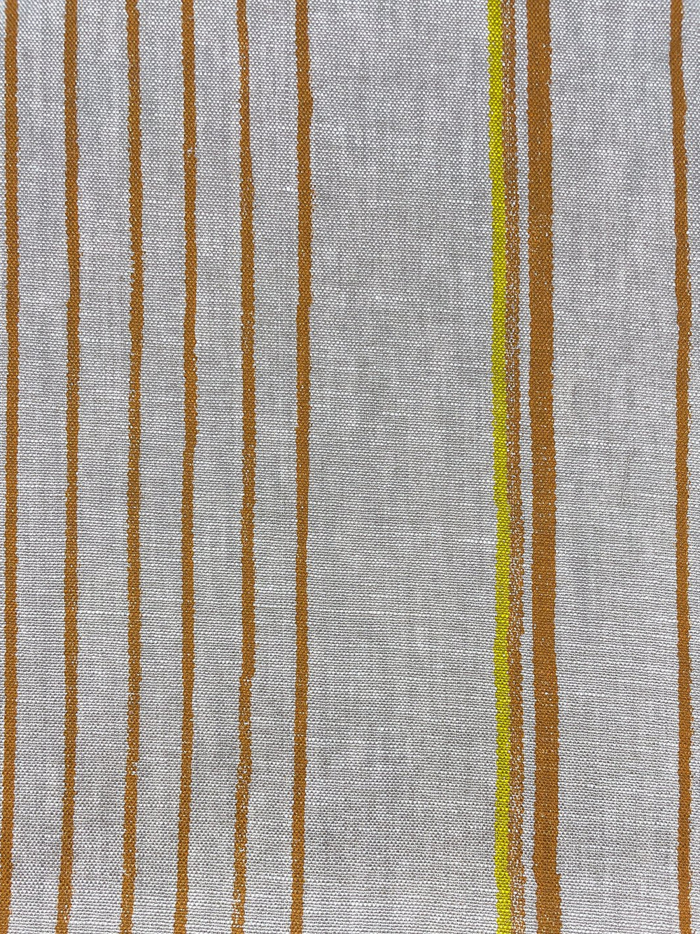 fabric by the yard two tone stripe terracotta daffodil on linen