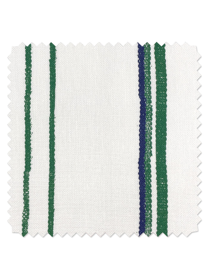 'Two Tone Stripe' Linen Fabric by Nathan Turner - Green & Blue