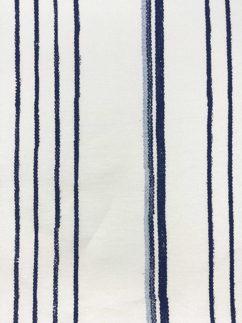fabric by the yard two tone stripe navy sky on flax linen