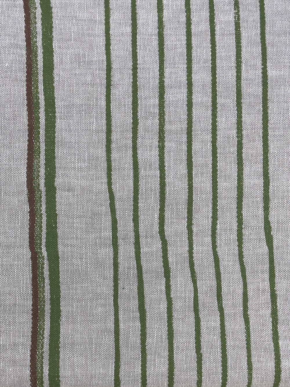 fabric by the yard two toned stripe rust moss on flax linen