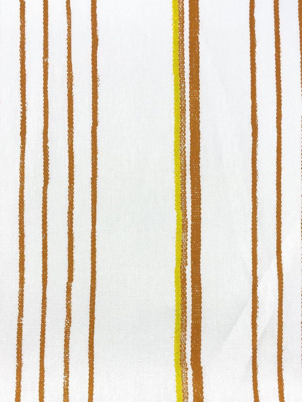 fabric by the yard two tone stripe terracotta daffodil on flax linen