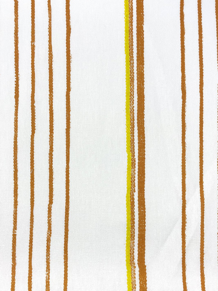 fabric by the yard two tone stripe terracotta daffodil on flax linen