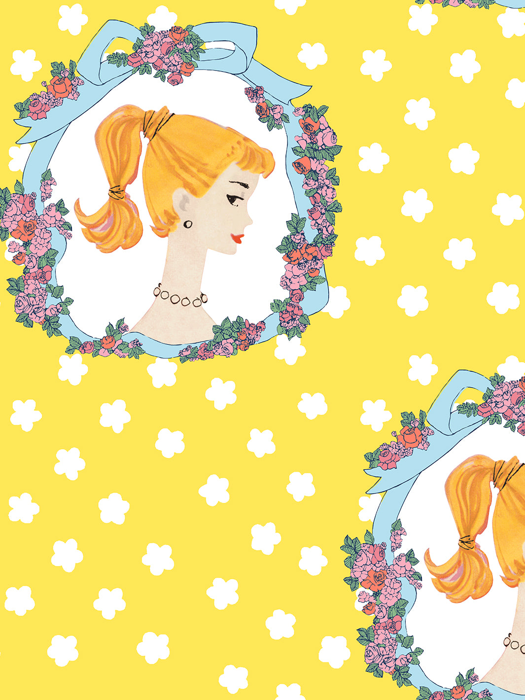 &lsquo;Barbie Cameo&rsquo; Wallpaper by Barbie™ - Yellow – Wallshoppe