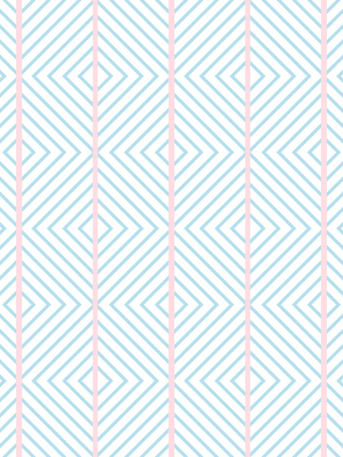 Papier peint 'Barbie™ Dreamhouse Diamond' par Barbie™ - Bleu Rose Bébé
