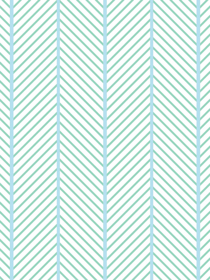 'Barbie™ Dreamhouse Herringbone' Wallpaper by Barbie™ - Caribbean Blue