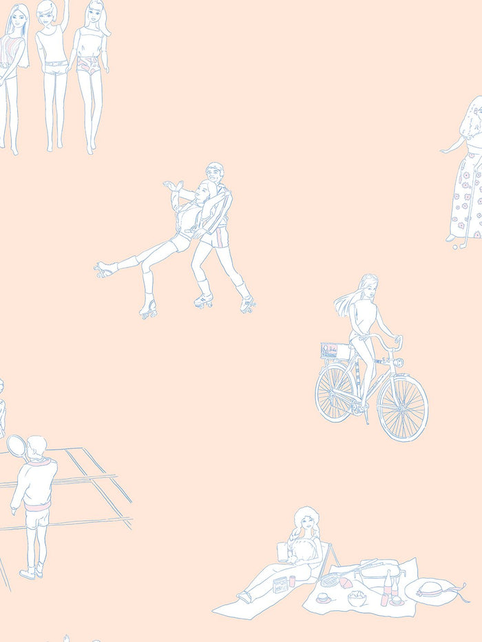 'Barbie™ and Friends' Wallpaper by Barbie™ - Peach