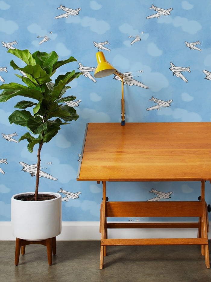 'Airplanes' Wallpaper by Fisher-Price™ - White