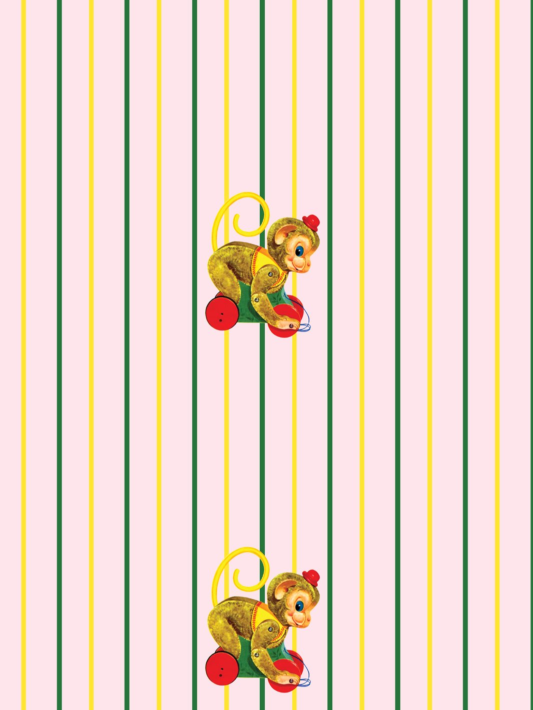 chatter-monkey-stripes-wallpaper-by-fisher-price-pink