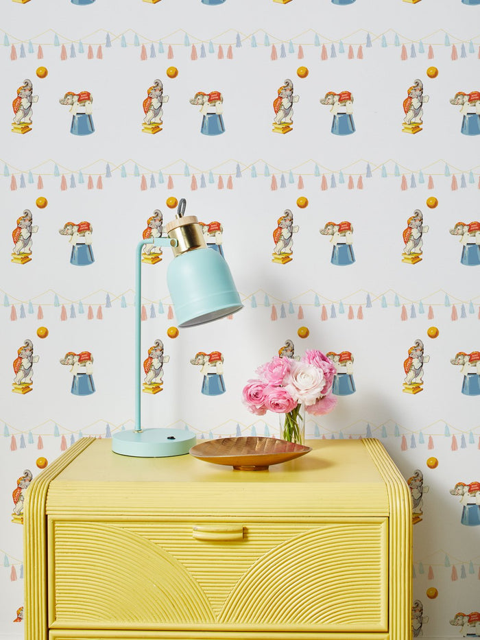 'Elephant Circus' Wallpaper by Fisher-Price™ - White