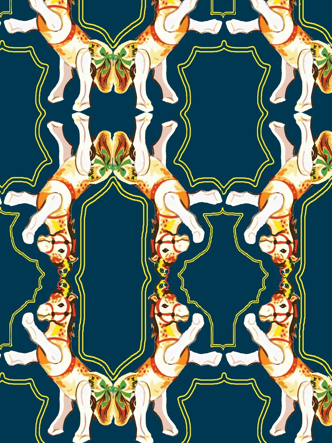 horse-arc-wallpaper-by-fisher-price-navy
