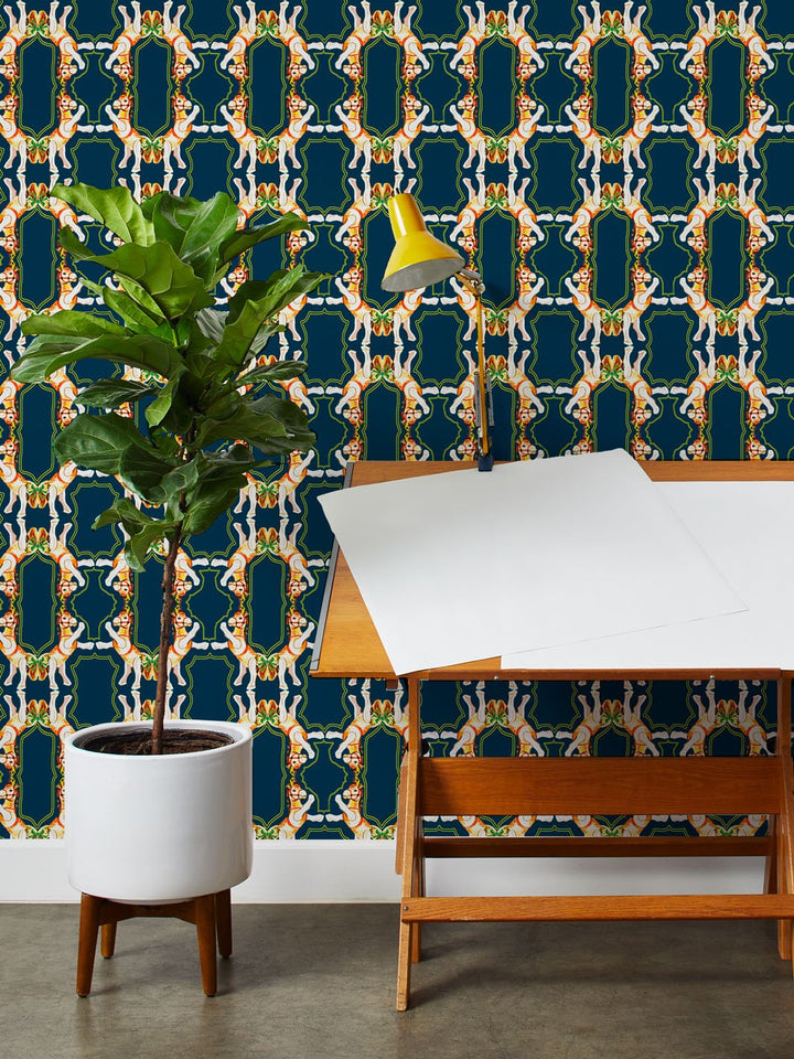 horse-arc-wallpaper-by-fisher-price-navy