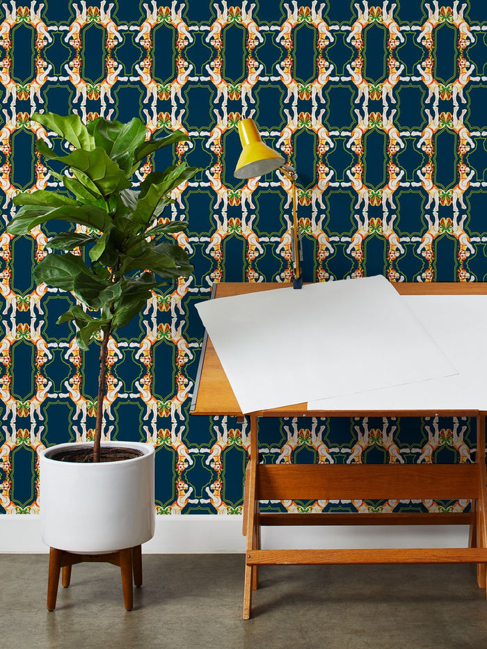 'Horse Arc' Wallpaper by Fisher-Price™ - Navy