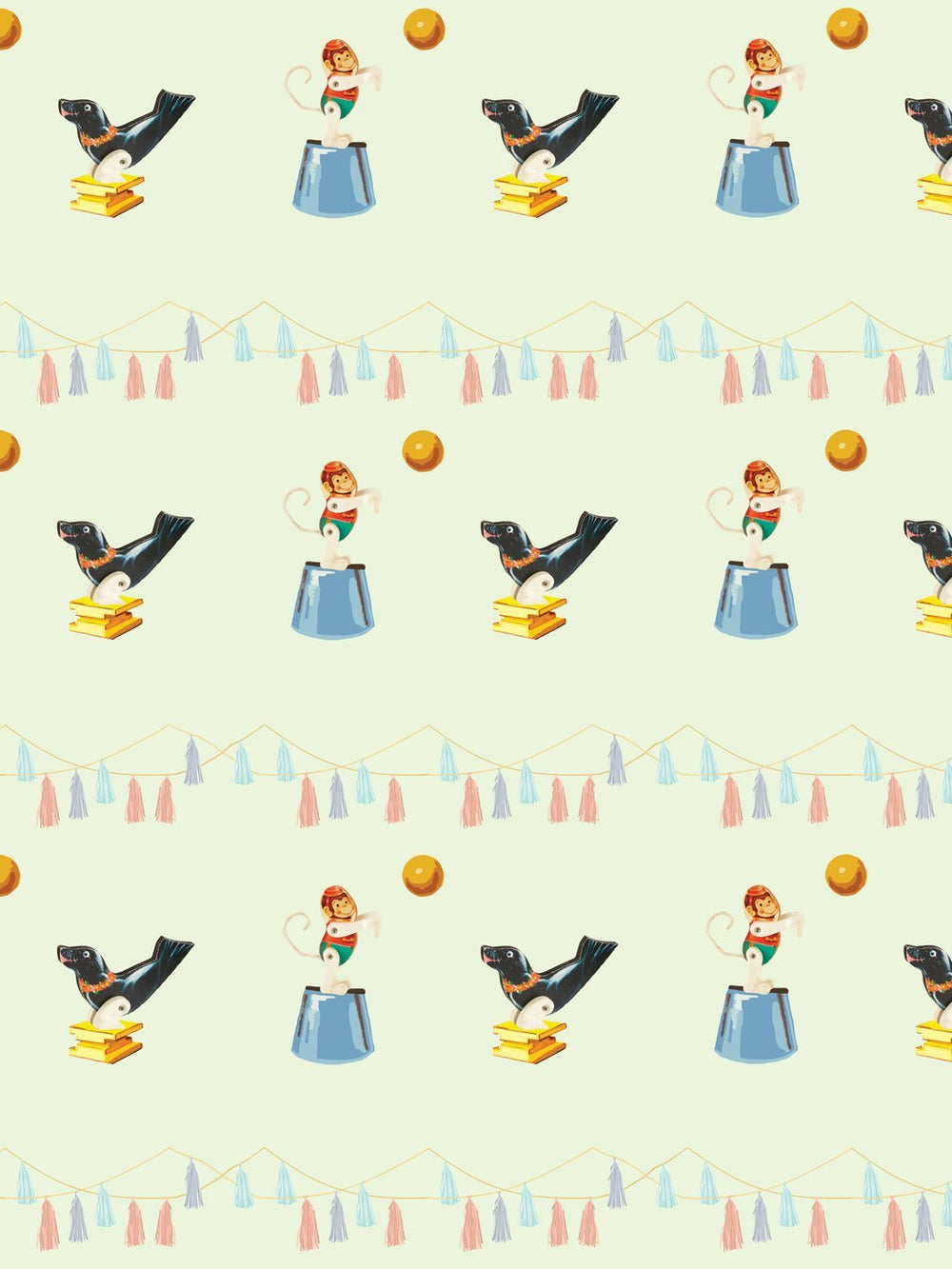 seal-monkey-circus-wallpaper-by-fisher-price-mint