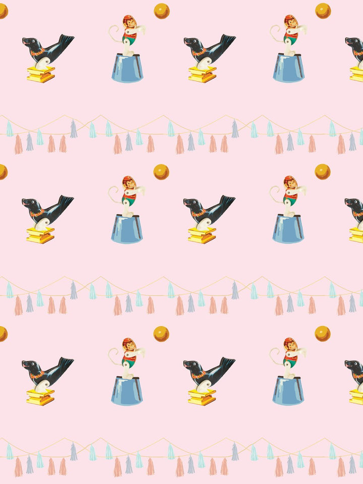 seal-monkey-circus-wallpaper-by-fisher-price-pink