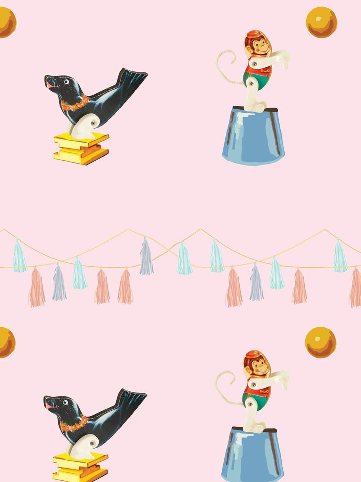 seal-monkey-circus-wallpaper-by-fisher-price-pink