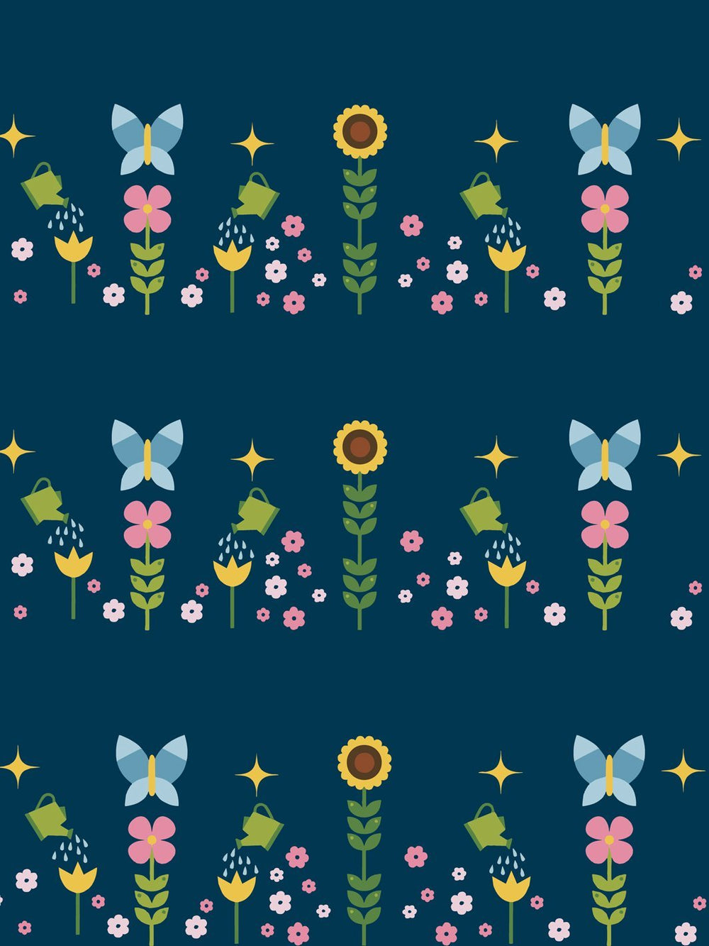 sunflower-garden-wallpaper-by-fisher-price-navy