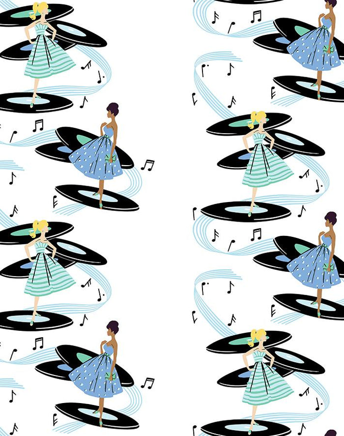 'Galaxy Records' Wallpaper by Barbie™ - Blue Caribbean