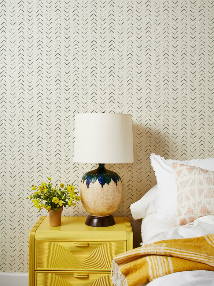 'Arrows' Grasscloth Wallpaper by Nathan Turner - Green